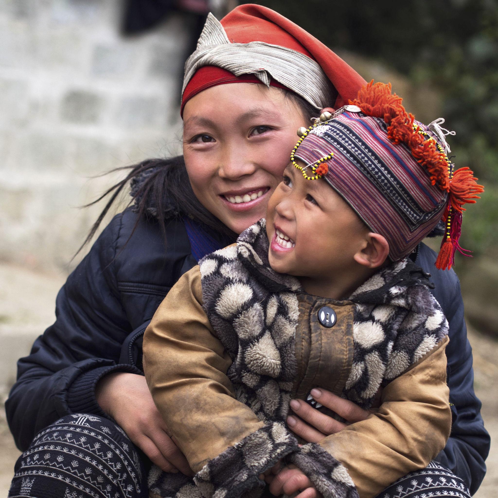 Hmong children smiling in Sapa region Vietnam