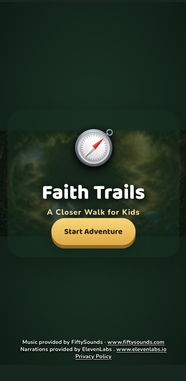 Faith-Trails welcome screen